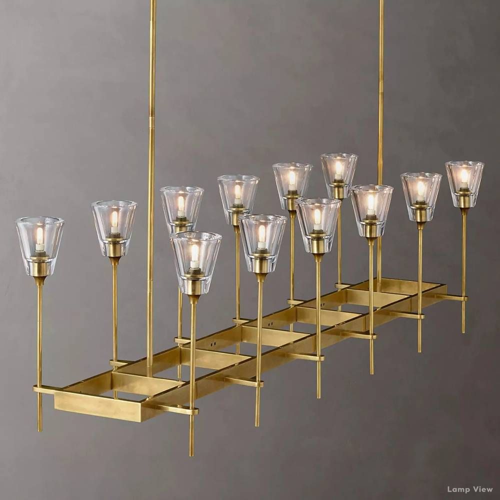 Torche Classic Glass Rectangular Chandelier 54"