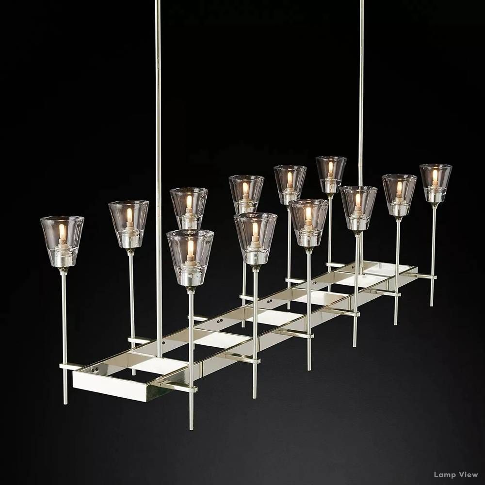 Torche Classic Glass Rectangular Chandelier 54"