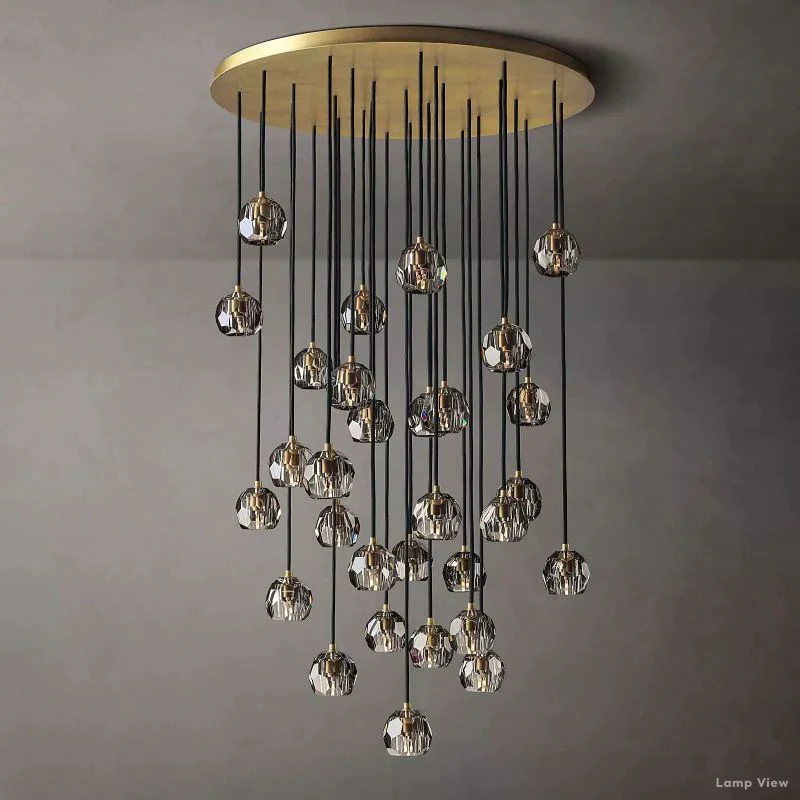 Boule Geometric Cristal Cluster Chandelier 40"