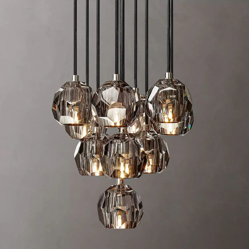 Boule Geometric Cristal Cluster Chandelier 14"