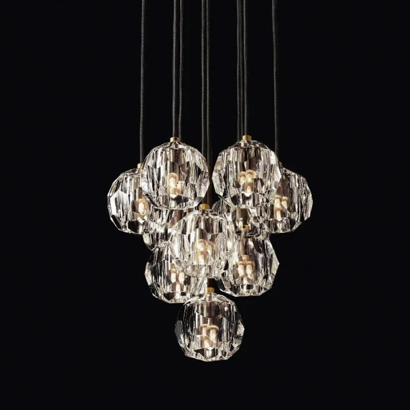Boule Geometric Cristal Cluster Chandelier 14"