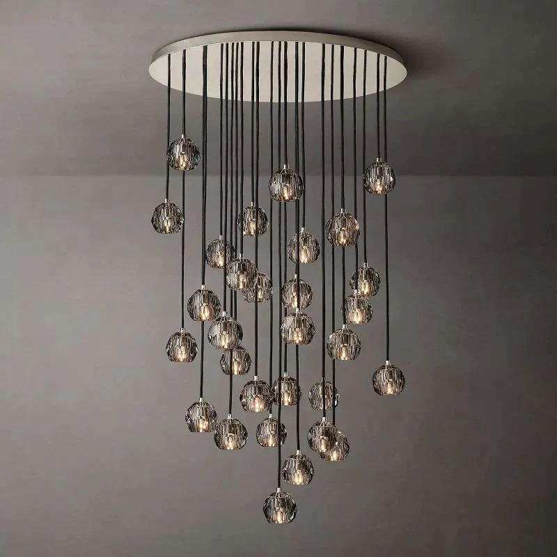 Boule Geometric Cristal Cluster Chandelier 40"