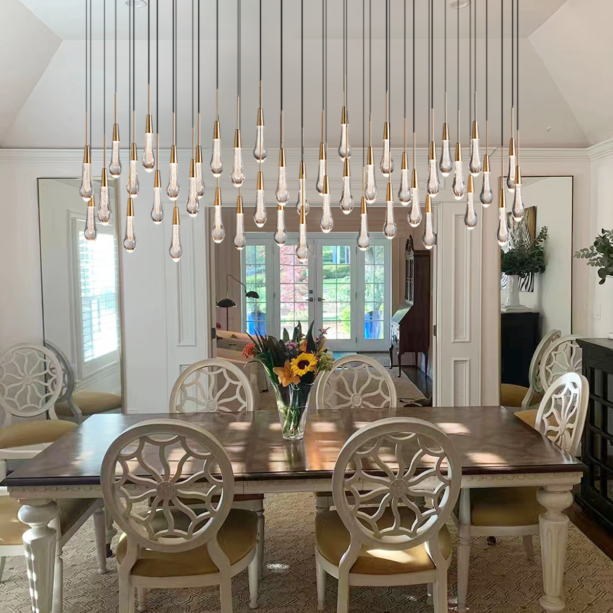 Soltaire Cascading Glass Linear Chandelier