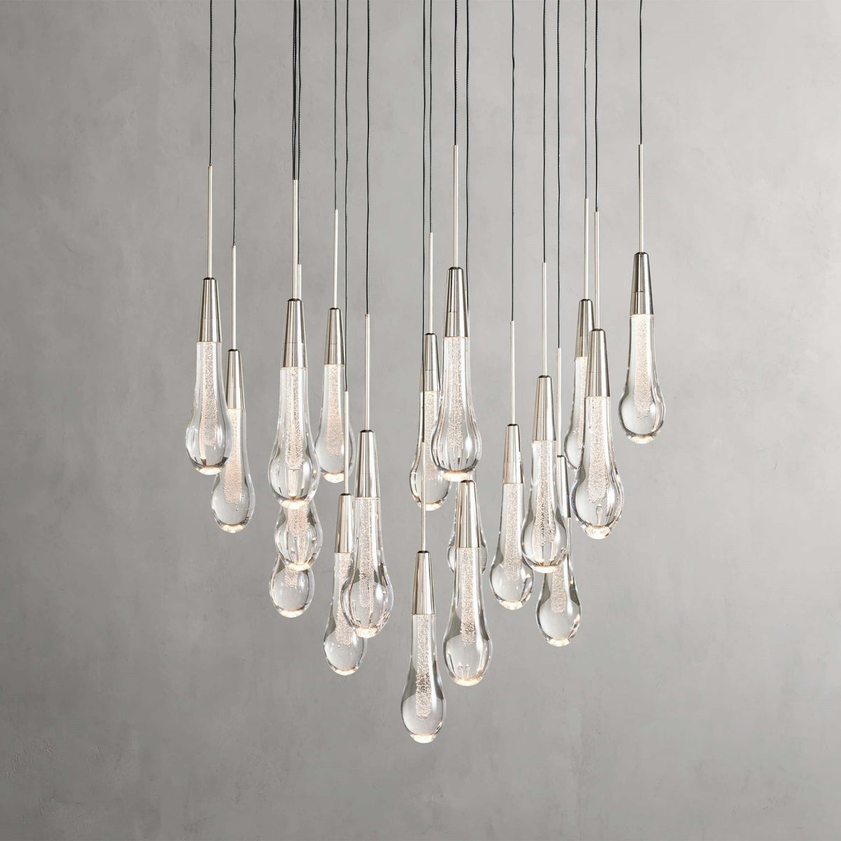 Soltaire Cascading Glass Round Chandelier