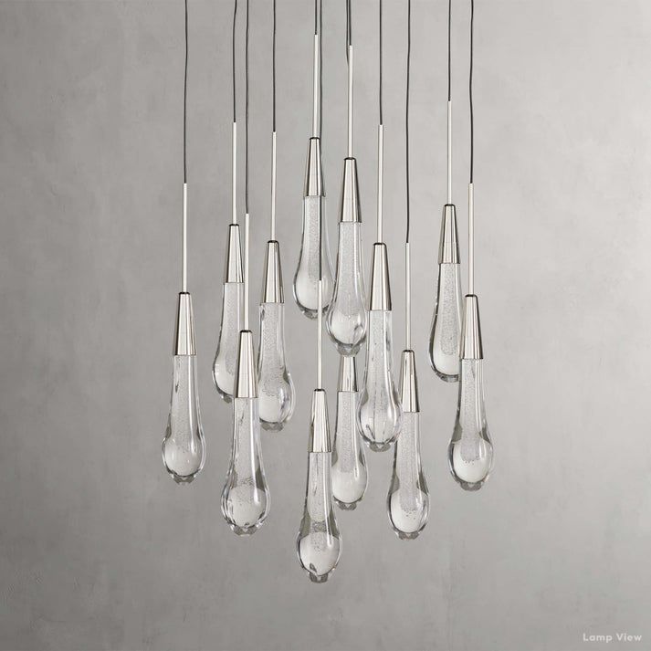 Soltaire Cascading Glass Round Chandelier