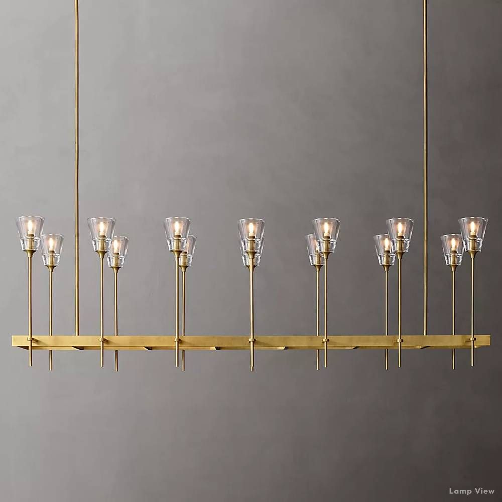 Torche Classic Glass Rectangular Chandelier 67"
