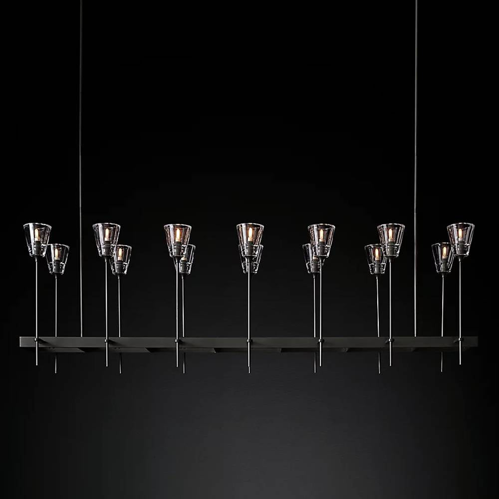 Torche Classic Glass Rectangular Chandelier 67"