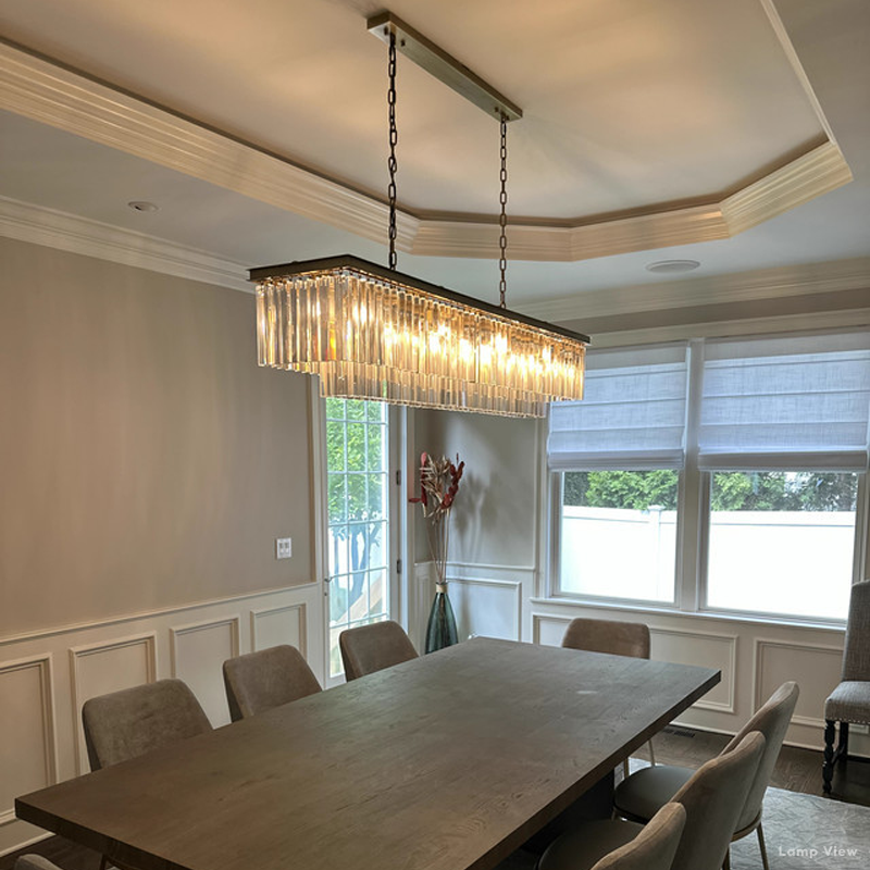 Odeon Layered Crystal Rectangular Chandelier 59"