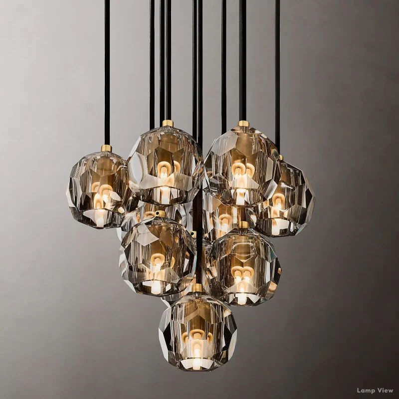 Boule Geometric Cristal Cluster Chandelier 14"