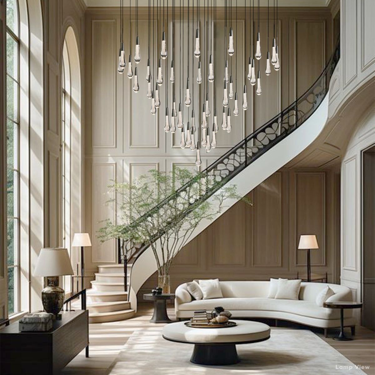 Soltaire Cascading Crystal Round Chandelier