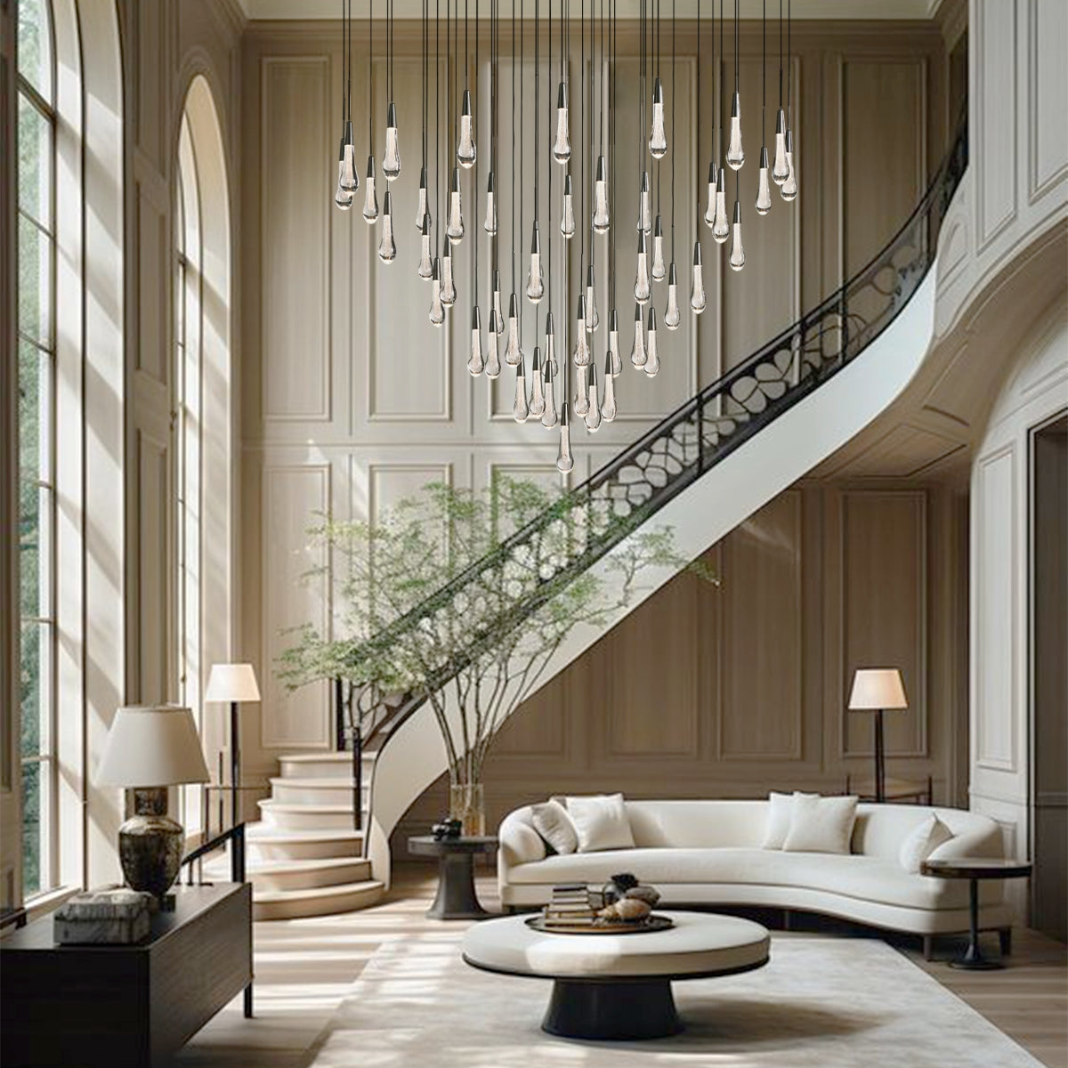 Soltaire Cascading Crystal Round Chandelier