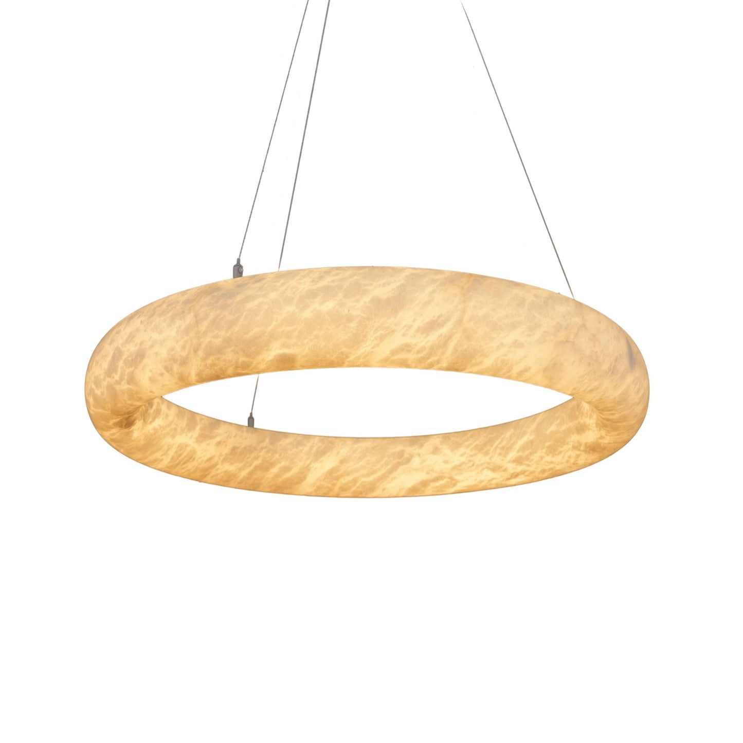 White Alabaster Adjustable Suspension Chandelier