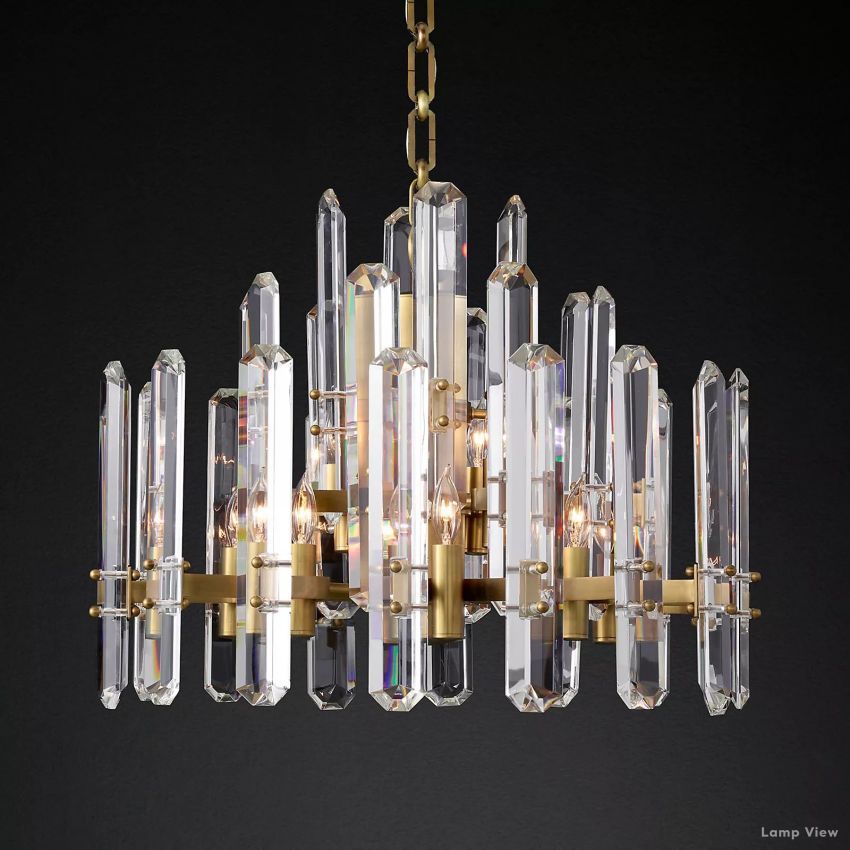 Mirello Prismed Crystal Round Chandelier 24"