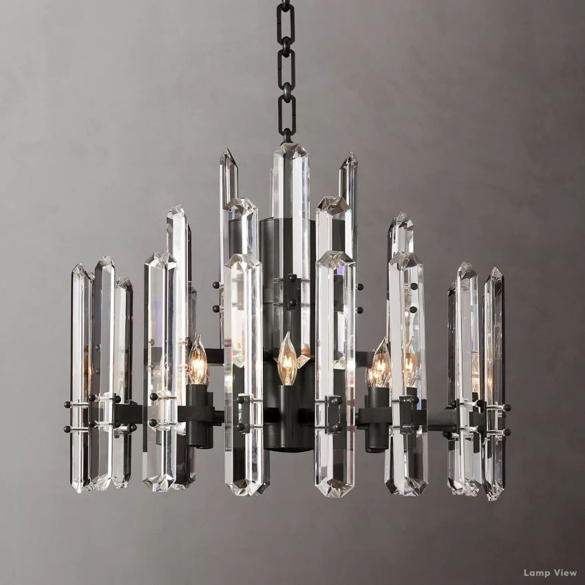 Mirello Prismed Crystal Round Chandelier 24"