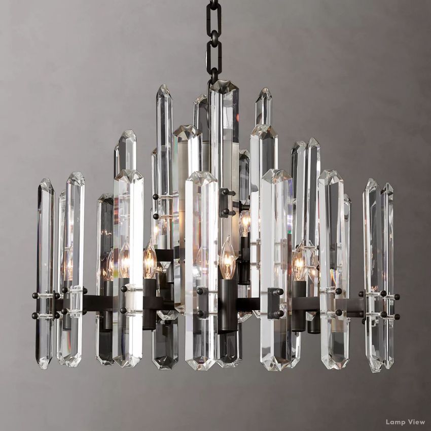 Mirello Prismed Crystal Round Chandelier 24"