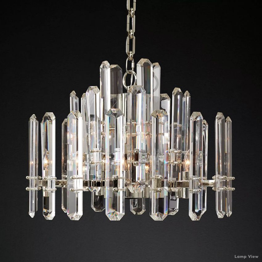 Mirello Prismed Crystal Round Chandelier 24"