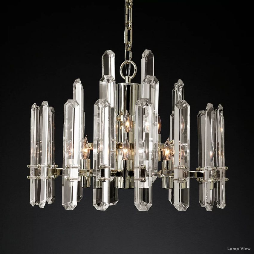 Mirello Prismed Crystal Round Chandelier 24"