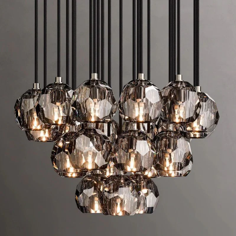 Boule Geometric Cristal Cluster Chandelier 24"
