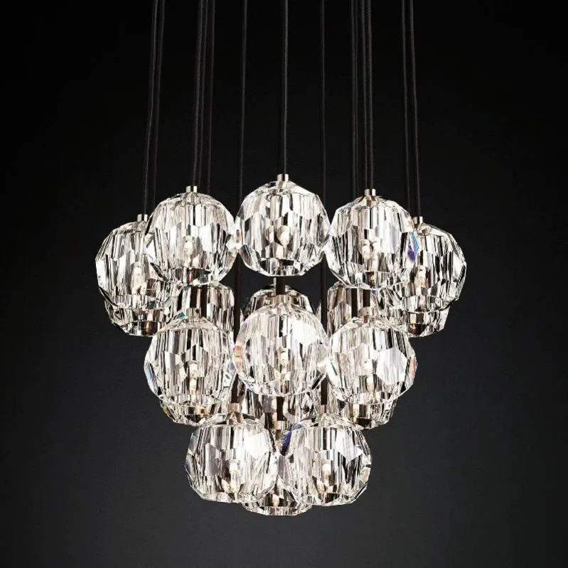 Boule Geometric Cristal Cluster Chandelier 19"