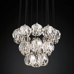 Boule Geometric Cristal Cluster Chandelier 19"