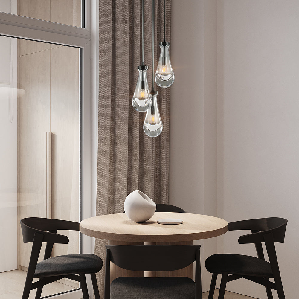 Rain Waterfall Glass Round Chandelier 8"