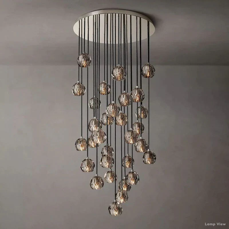 Boule Geometric Cristal Cluster Chandelier 30"