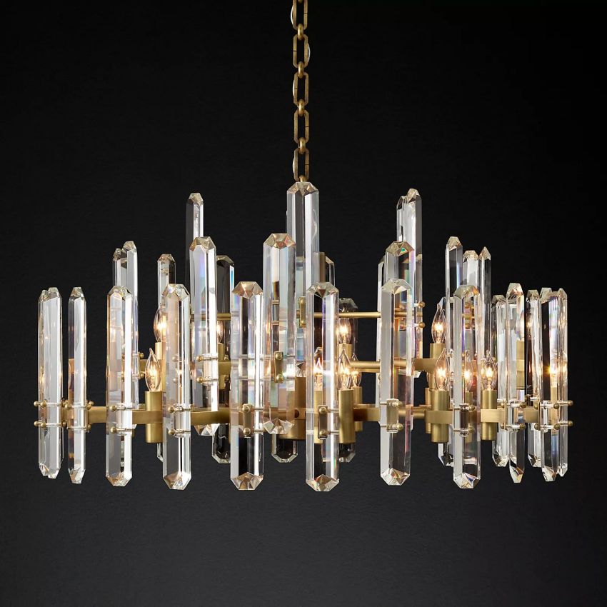 Mirello Prismed Crystal Round Chandelier 36"