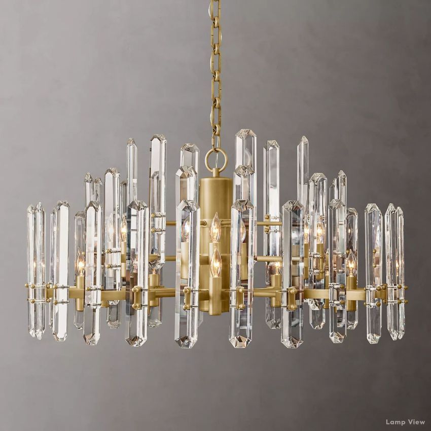 Mirello Prismed Crystal Round Chandelier 36"