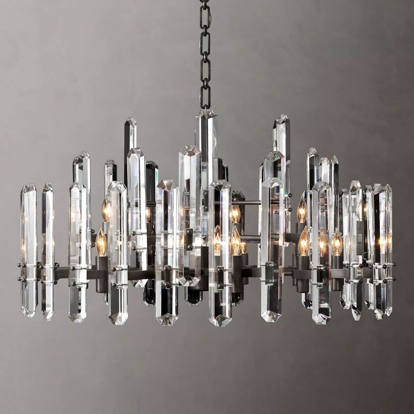 Mirello Prismed Crystal Round Chandelier 36"