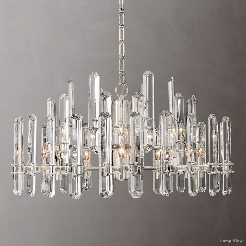 Mirello Prismed Crystal Round Chandelier 36"