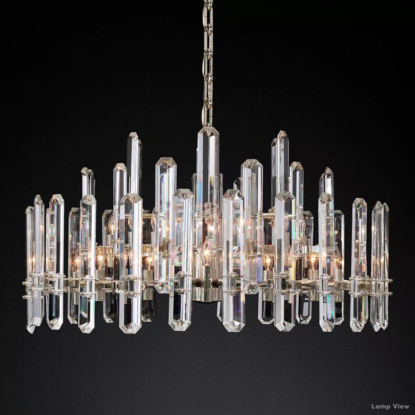 Mirello Prismed Crystal Round Chandelier 36"