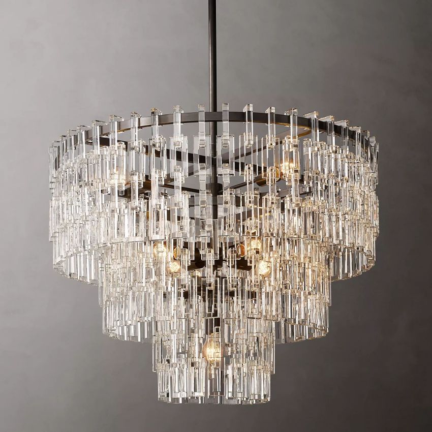 Marignan Chain Crystal Tiered Round Chandelier 36"