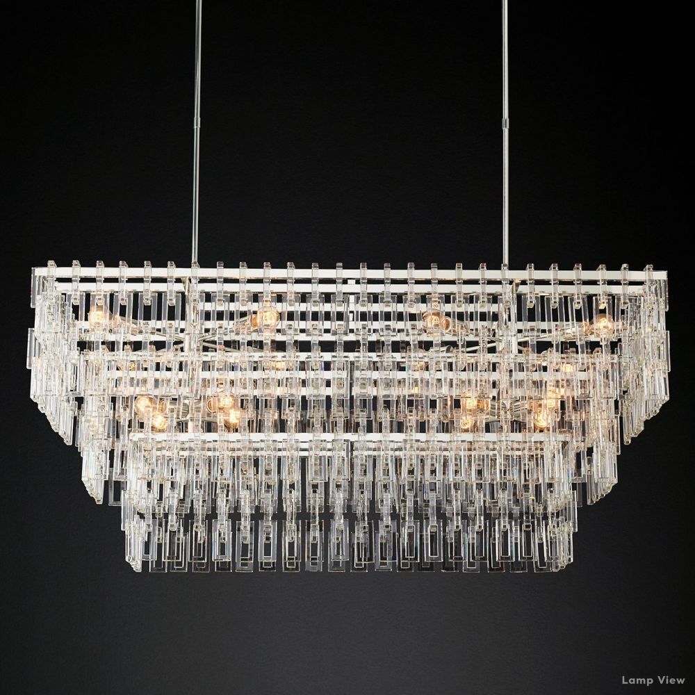 Marignan Chain Crystal Tiered Rectangle Chandelier 60"