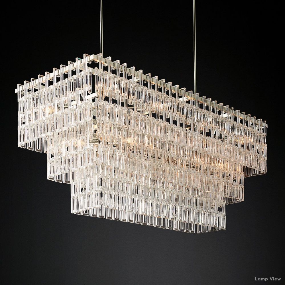 Marignan Chain Crystal Tiered Rectangle Chandelier 60"