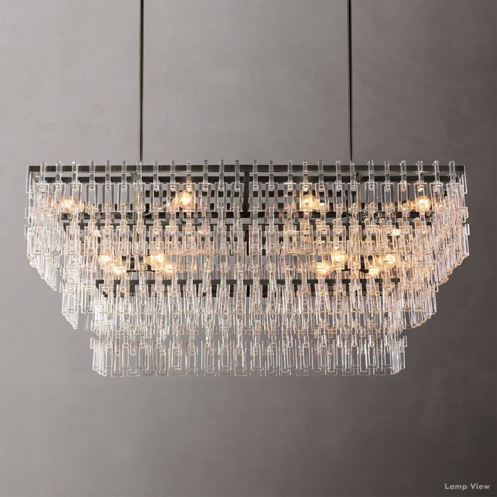 Marignan Chain Crystal Tiered Rectangle Chandelier 60"