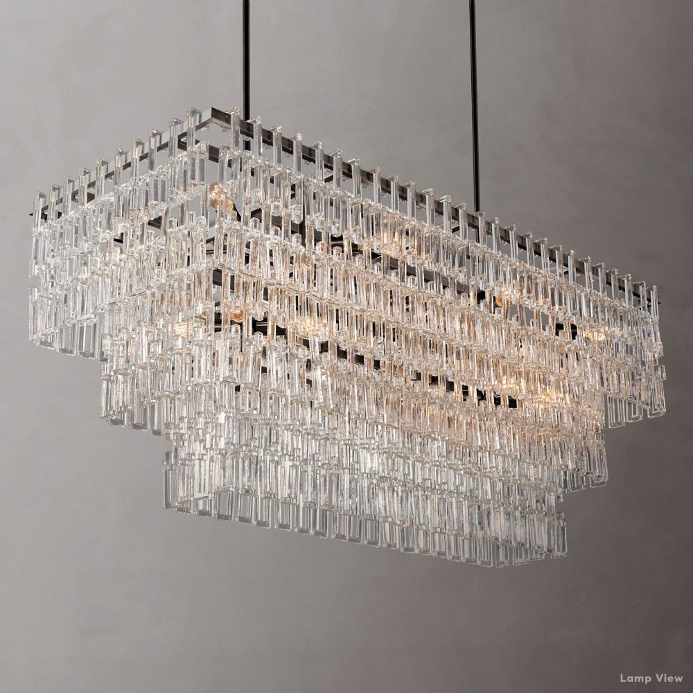 Marignan Chain Crystal Tiered Rectangle Chandelier 60"