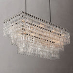 Marignan Chain Crystal Tiered Rectangle Chandelier 60"