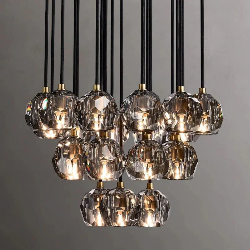 Boule Geometric Cristal Cluster Chandelier 24"