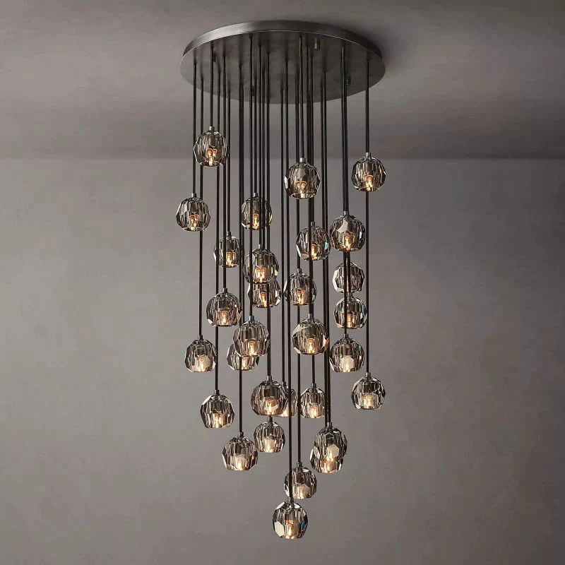 Boule Geometric Cristal Cluster Chandelier 30"
