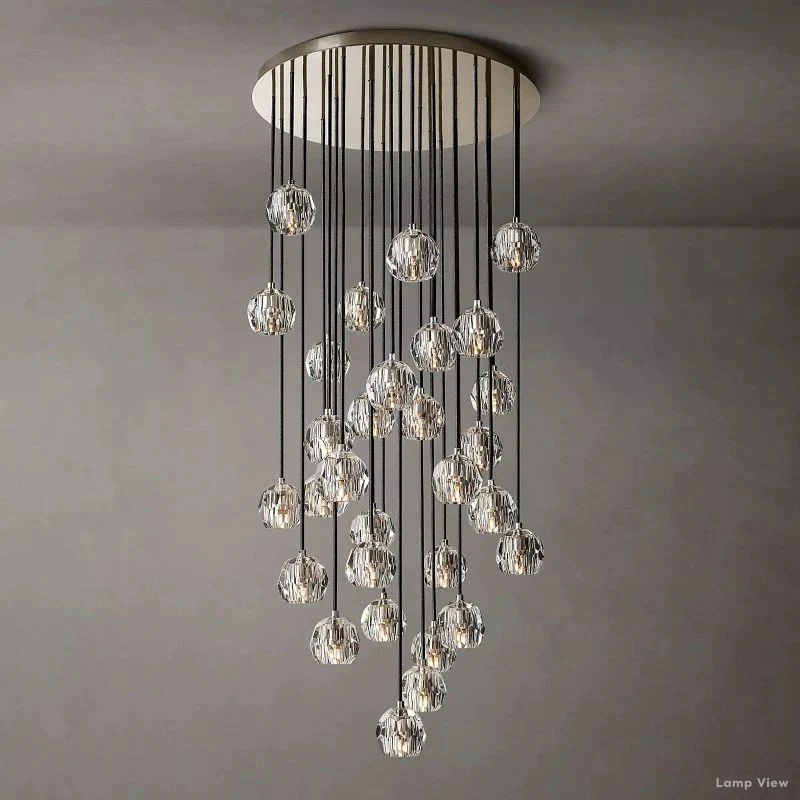 Boule Geometric Cristal Cluster Chandelier 30"