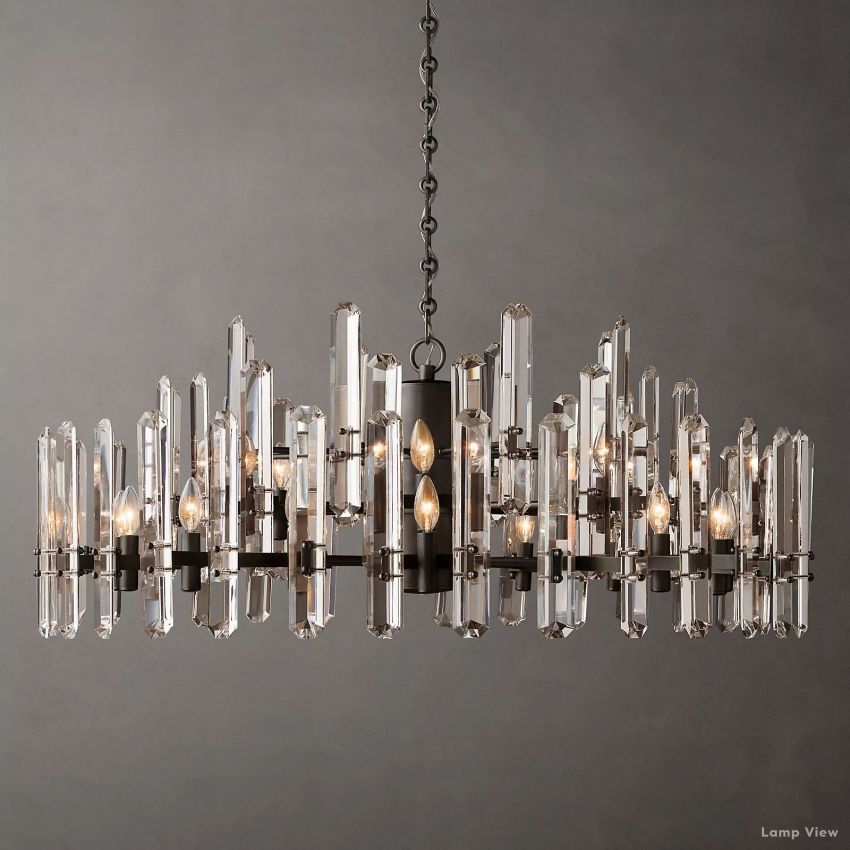 Mirello Prismed Crystal Round Chandelier 48"