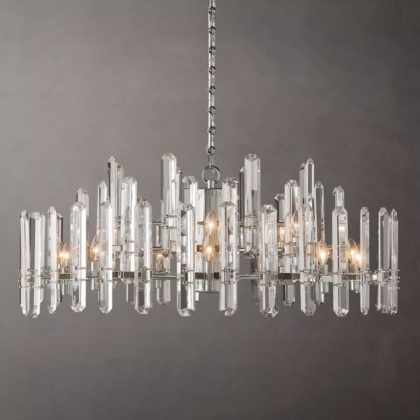 Mirello Prismed Crystal Round Chandelier 48"