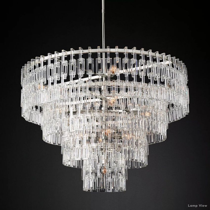 Marignan Chain Crystal Tiered Round Chandelier 48"