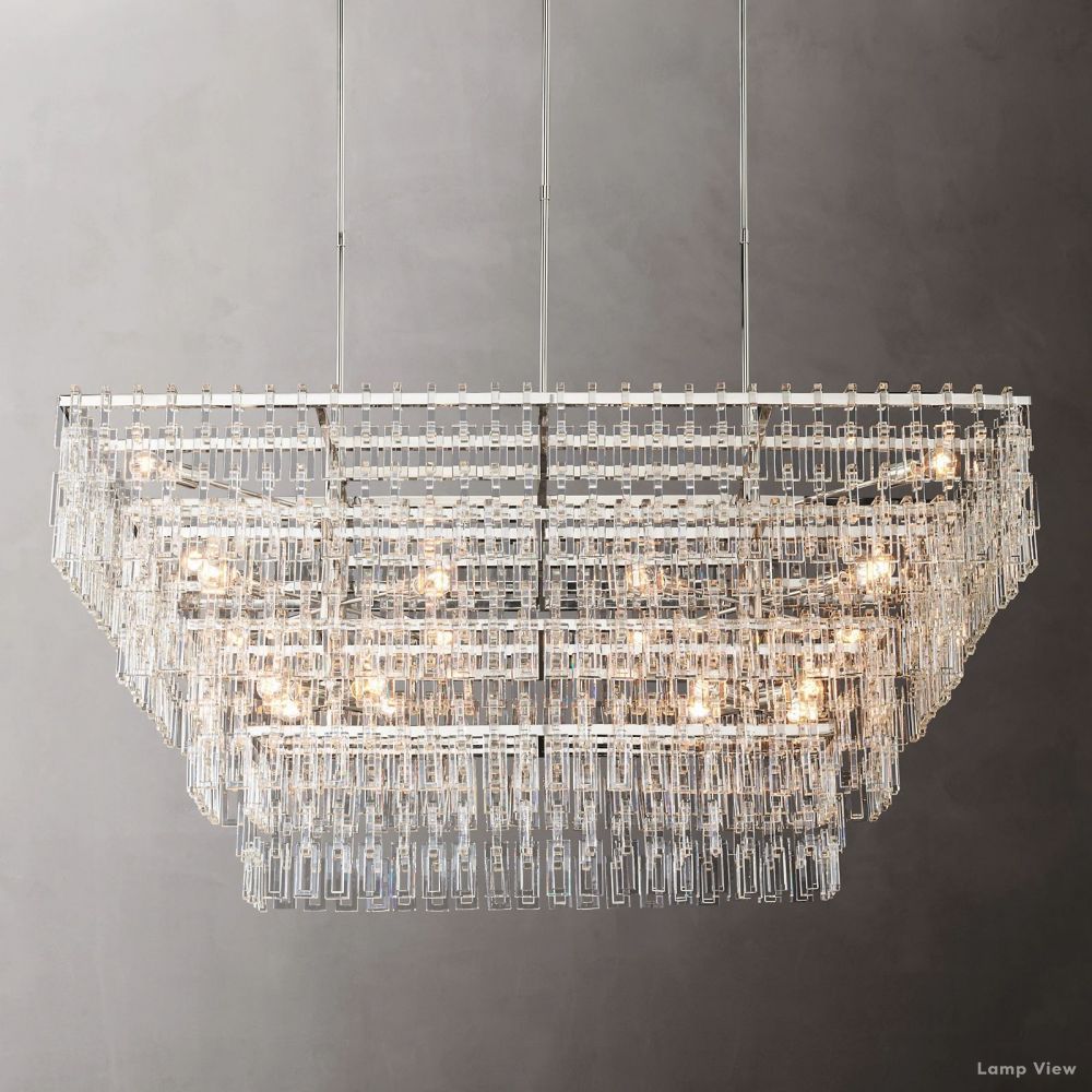 Marignan Chain Crystal Tiered Rectangle Chandelier 72"