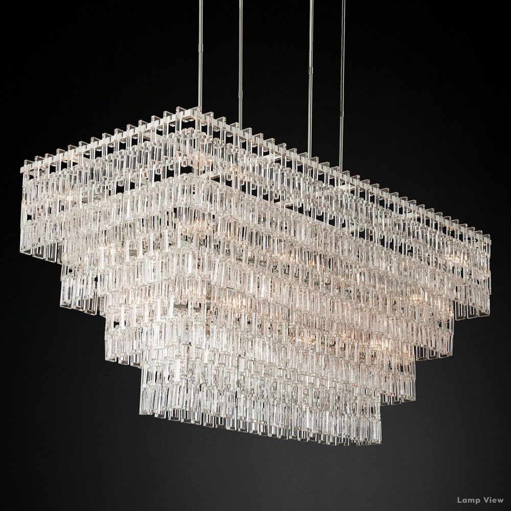 Marignan Chain Crystal Tiered Rectangle Chandelier 72"