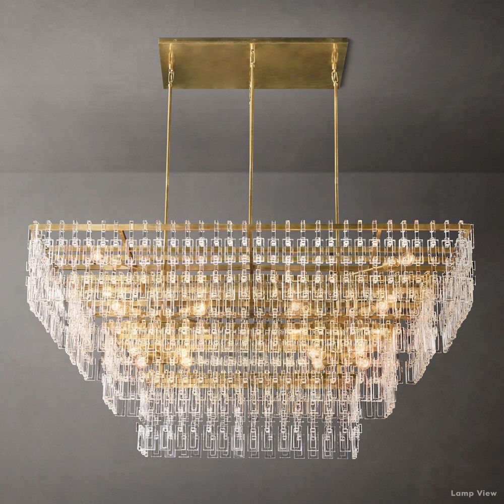 Marignan Chain Crystal Tiered Rectangle Chandelier 72"