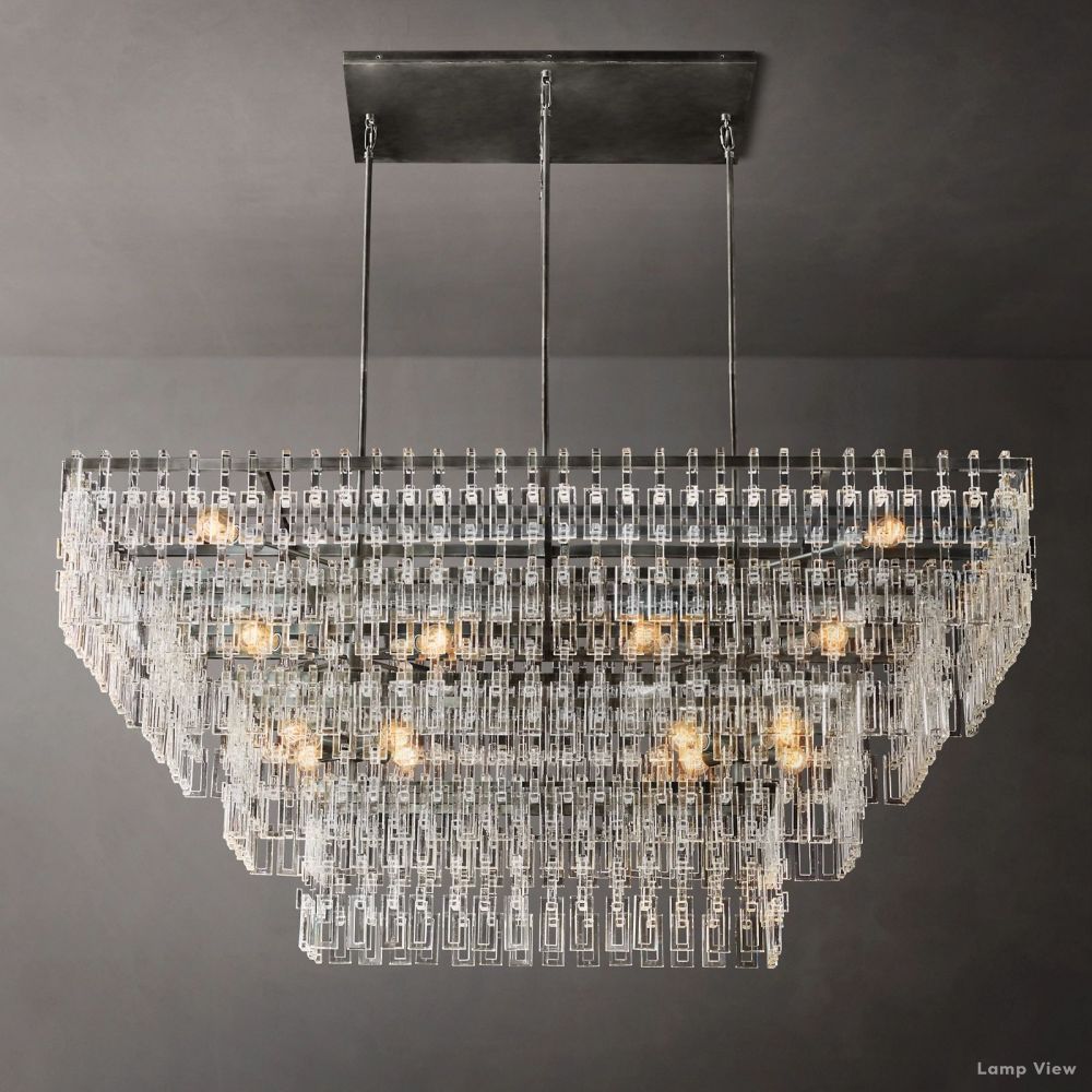 Marignan Chain Crystal Tiered Rectangle Chandelier 72"