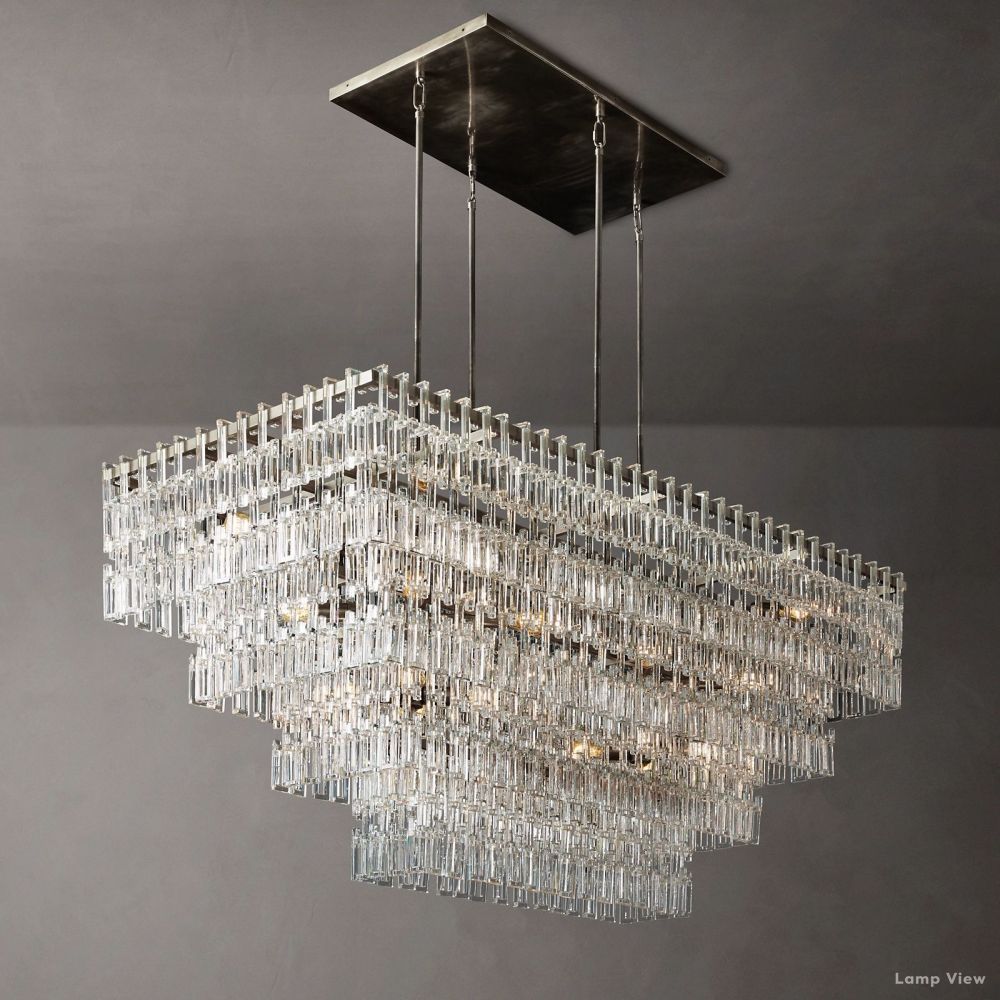 Marignan Chain Crystal Tiered Rectangle Chandelier 72"