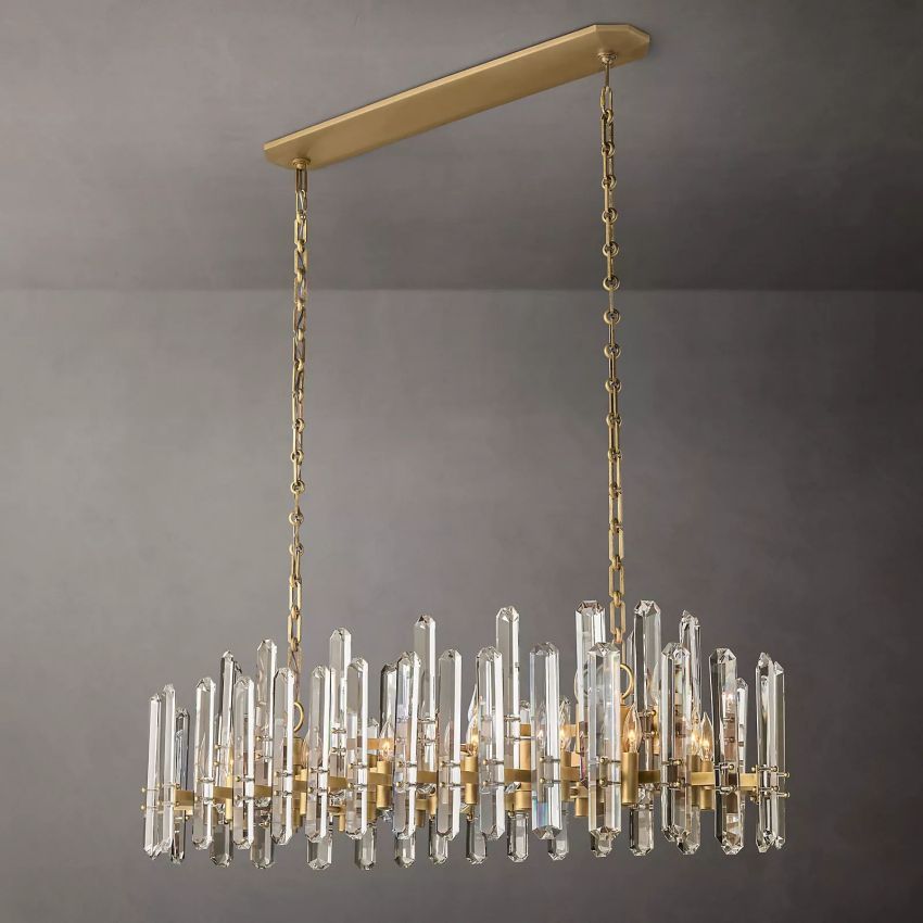 Mirello Prismed Crystal Linear Chandelier 54"
