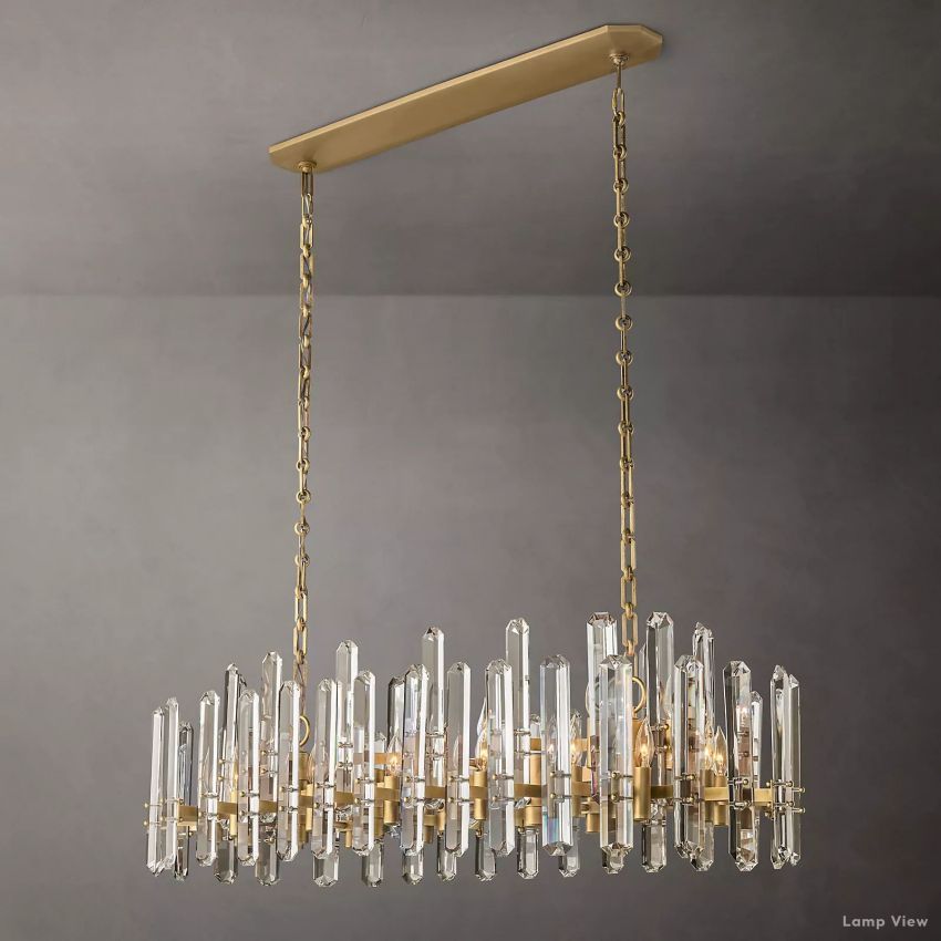 Mirello Prismed Crystal Linear Chandelier 72"